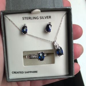 Lab Created Sapphire In Sterling Silver Jewelry Set